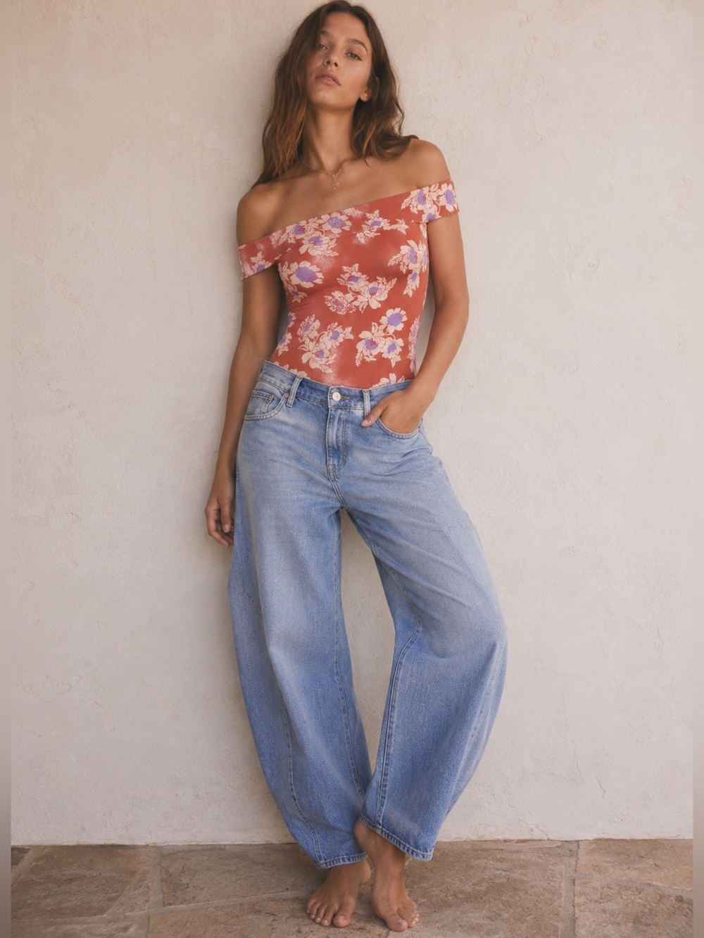 CLEARANCE✨ Free People So Much Off Shoulder Floral Sienna Bodysuit Top S